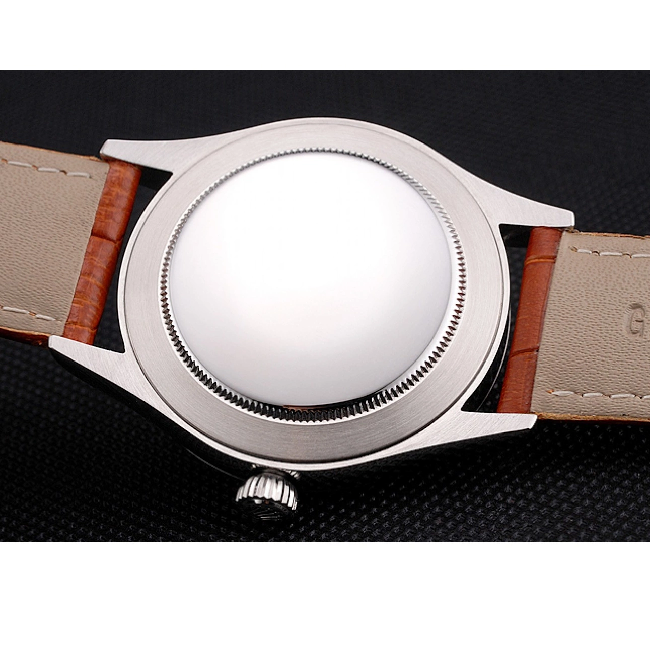 Aaa replica watch Leather Dial Datejust Blue Case Steel Swiss Stainless Light Brown Strap Rolex 0719